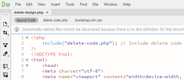 include delete code file image